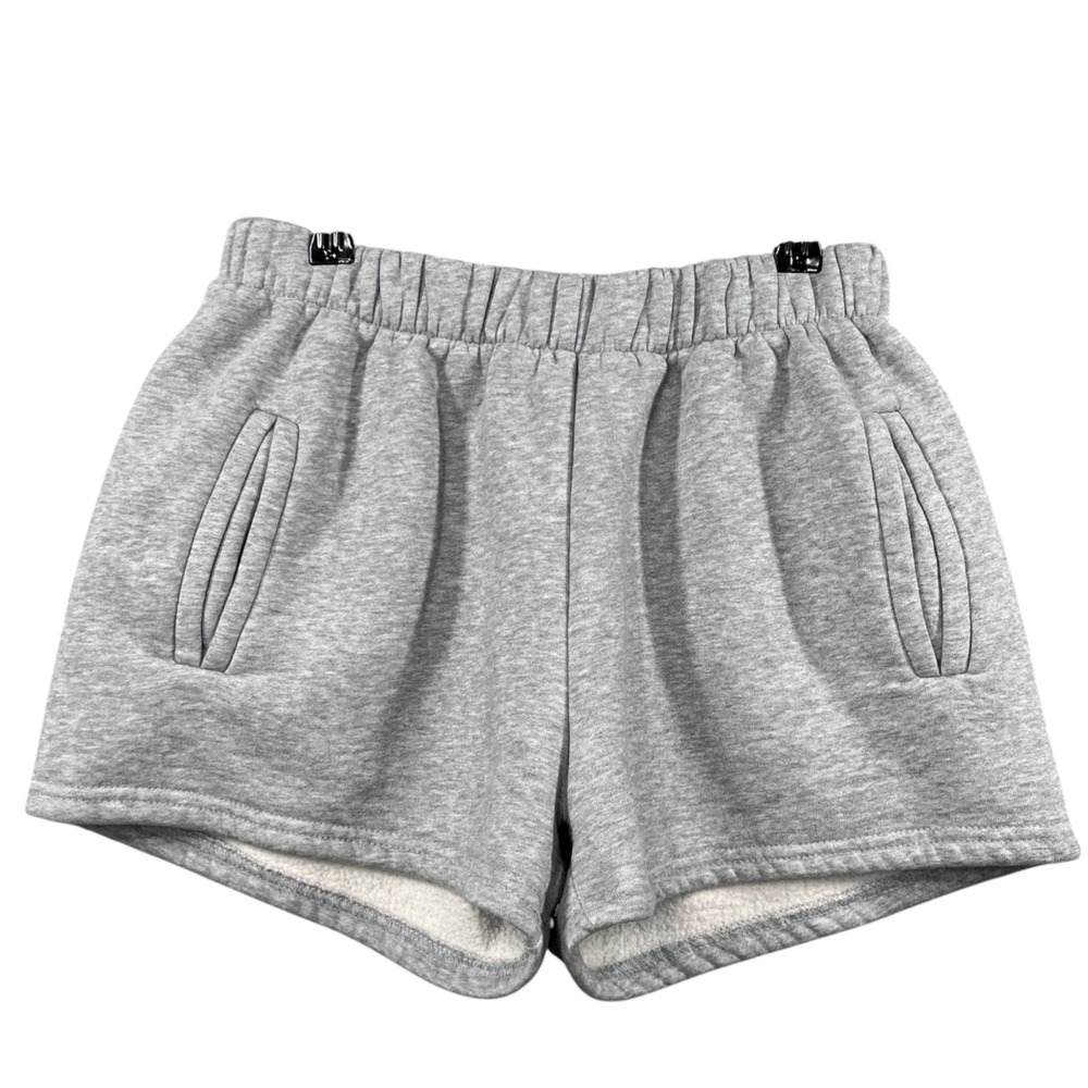 Tic Toc Momo Plush Fleece High Waist Shorts Women's‎ M Gray Lounge Comfort Cozy